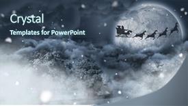  Presentation with santa sleigh - Presentation theme having santa flying in sleigh background and a ocean colored foreground