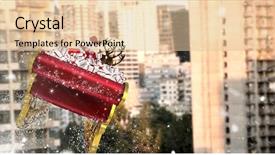  Presentation with santa sleigh - Presentation theme enhanced with santa flying in sleigh background and a lemonade colored foreground