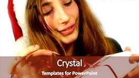  Presentation with gods gift - Colorful slide deck enhanced with santa girl givving a gift backdrop and a  colored foreground