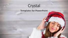  Presentation with sexy girl in stars - Audience pleasing presentation consisting of christmas musical - sexy santa girl listening backdrop and a light gray colored foreground