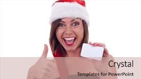  Presentation with giving - Beautiful PPT layouts featuring santa girl presenting a card backdrop and a  colored foreground