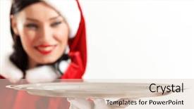  Presentation with copy space - Slides featuring santa girl presenting your product background and a lemonade colored foreground