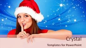  Presentation with blue stars - Amazing theme having santa girl with stars backdrop and a coral colored foreground