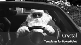  Presentation with sports car - Amazing slides having santa grips the steering wheel backdrop and a dark gray colored foreground