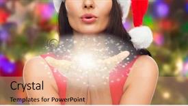  Presentation with dust - Beautiful PPT theme featuring santa hat blowing fairy dust backdrop and a coral colored foreground