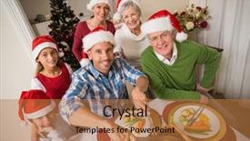  Presentation with christmas dinner - Amazing PPT layouts having santa hat carving chicken backdrop and a coral colored foreground