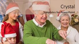 Presentation with christmas dinner - Amazing slide deck having santa hat carving chicken backdrop and a coral colored foreground