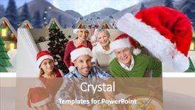  Presentation with christmas dinner - Slides featuring santa hat carving chicken background and a coral colored foreground