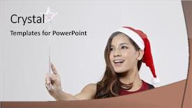  Presentation with magic wand - Beautiful slide set featuring santa hat holding a magic backdrop and a light gray colored foreground