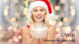  Presentation with christmas magic - Amazing PPT theme having santa hat holding fairy dust backdrop and a coral colored foreground