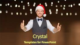  Presentation with christmas holidays - Amazing slide set having santa hat holding something imaginary backdrop and a tawny brown colored foreground