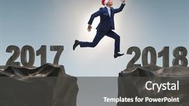  Presentation with jumping into the ocan - PPT theme featuring santa hat jumping from 2017 background and a  colored foreground
