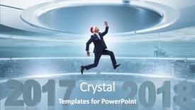  Presentation with child jumping to tree - PPT layouts featuring santa hat jumping from 2017 background and a  colored foreground