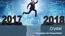  Presentation with child jumping tree - Theme with santa hat jumping from 2017 background and a ocean colored foreground