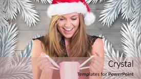  Presentation with hat - Beautiful PPT theme featuring santa hat looking at christmas backdrop and a  colored foreground