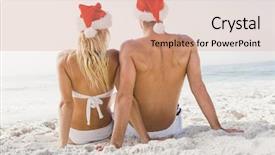  Presentation with hat - Slide deck enhanced with santa hat on the beach background and a  colored foreground