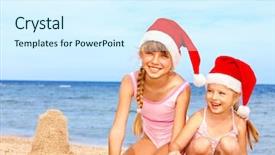  Presentation with summer christmas - Amazing presentation design having santa hat playing on beach backdrop and a cool aqua colored foreground