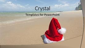  Presentation with tropical christmas - Beautiful theme featuring santa hat standing on tropical backdrop and a light blue colored foreground