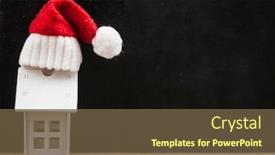  Presentation with hat - Slides with santa-hat-with-miniature-house background and a tawny brown colored foreground