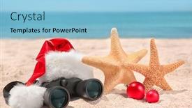  Presentation with christmas holidays - Slides enhanced with santa-hat-with-sea-stars background and a light blue colored foreground