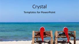  Presentation with tropical - PPT layouts featuring santa hats at tropical beach background and a light blue colored foreground