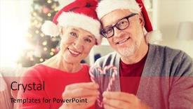  Presentation with christmas holidays - Amazing presentation theme having santa hats with candy cane backdrop and a red colored foreground