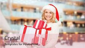  Presentation with christmas borders winter - Slide set consisting of santa helper hat with gifts background and a  colored foreground