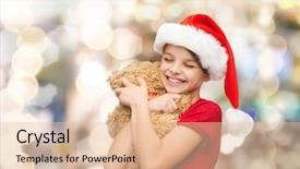  Presentation with christmas presents - Beautiful presentation featuring santa helper hat with teddy backdrop and a lemonade colored foreground