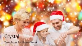  Presentation with christmas food - PPT theme featuring santa helper hats decorating cookies background and a coral colored foreground