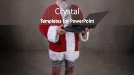  Presentation with online meeting - Beautiful slide deck featuring santa-holding-a-laptop-attending backdrop and a gray colored foreground