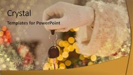  Presentation with digital car - Audience pleasing presentation theme consisting of santa holding car key backdrop and a coral colored foreground