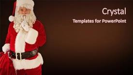  Presentation with secret - PPT layouts enhanced with santa holding his sack background and a wine colored foreground
