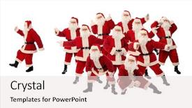  Presentation with high quality - Colorful slide set enhanced with santa isolated over white background backdrop and a sky blue colored foreground