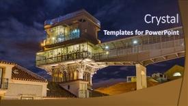  Presentation with lift - Audience pleasing PPT theme consisting of santa-justa-lift-lisbon-portugal backdrop and a navy blue colored foreground