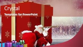  Presentation with telescope - Amazing slide deck having santa looking through a telescope against balcony overlooking city backdrop and a crimson colored foreground