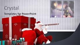  Presentation with telescope - Amazing slides having santa looking through a telescope against grey room backdrop and a light gray colored foreground