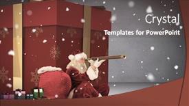  Presentation with telescope - Amazing slide deck having santa looking through a telescope against grey room backdrop and a tawny brown colored foreground
