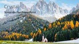  Presentation with village - Slide deck having santa-maddalena-village-church background and a light blue colored foreground