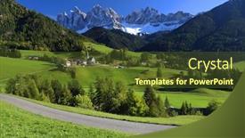  Presentation with village - PPT layouts featuring santa-maddalena-village-in-front background and a tawny brown colored foreground