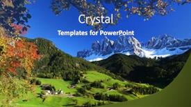  Presentation with village - Amazing PPT theme having santa-maddalena-village-val-di backdrop and a ocean colored foreground