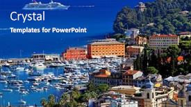  Presentation with resort - Colorful PPT theme enhanced with santa-margherita-ligure-resort backdrop and a ocean colored foreground