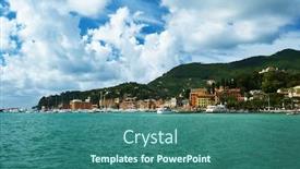  Presentation with santa - PPT theme enhanced with santa-margherita-ligure-town background and a ocean colored foreground