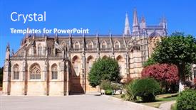  Presentation with monastery - Colorful presentation enhanced with santa maria da vitoria monastery batalha portugal summer day backdrop and a cobalt blue colored foreground