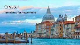  Presentation with canal - Slide set consisting of santa maria della salute church background and a light blue colored foreground
