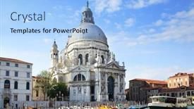  Presentation with venice - Presentation design featuring santa-maria-della-salute background and a light blue colored foreground
