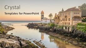  Presentation with museum - Presentation theme featuring santa-marta-lighthouse-and-museum background and a lemonade colored foreground