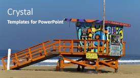  Presentation with lifeguard - Audience pleasing PPT layouts consisting of santa-monica-ca-oct-11 backdrop and a teal colored foreground