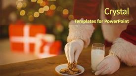  Presentation with cookie - Colorful PPT layouts enhanced with santa picking cookie and glass backdrop and a tawny brown colored foreground