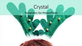  Presentation with frames isolated on white brown - Cool new PPT theme with santa reindeer horns isolated on a white background backdrop and a seafoam green colored foreground