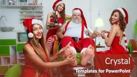  Presentation with manicure - Colorful presentation design enhanced with santa-s-helper-making-manicure backdrop and a tawny brown colored foreground